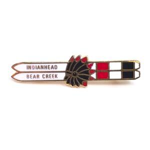 Vintage Indianhead Bear Creek Enamel Ski Pinback Pin